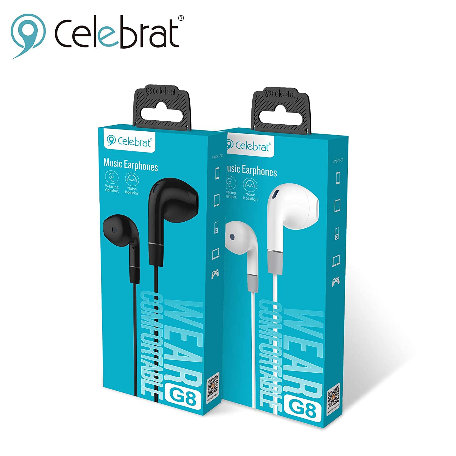 Celebrat G8 Earphones Wired Bass Stereo With Microphone